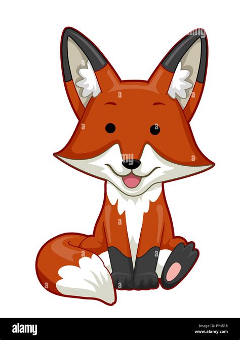 Illustration Of A Fox Sitting And Smiling Stock Photo Alamy