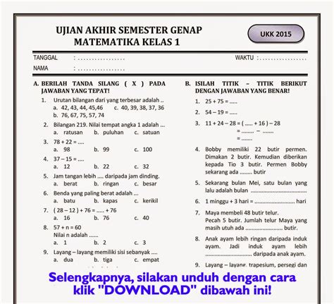 Materi Mtk Kelas Semester Kurikulum Homecare