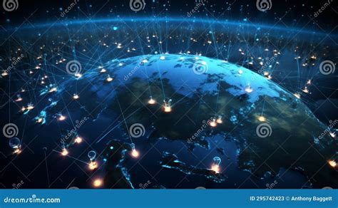 Global Satellite Communication Showing Big Data Being Transmitted