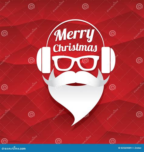 Vector Christmas Hipster Santa Claus Greeting Card Stock Vector