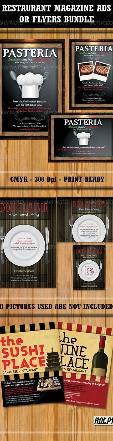 Restaurant Magazine Ads Flyers Bundle Print Templates Graphicriver