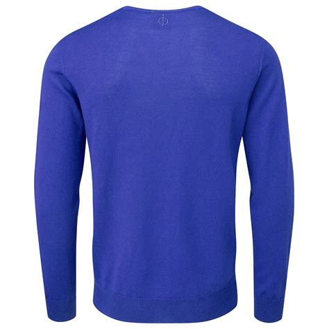 Oscar Jacobson Pin Merino V Neck Sweater Royal Blue