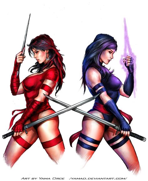 Elektra Psylocke By Yamaorce On Deviantart Psylocke Marvel Girls
