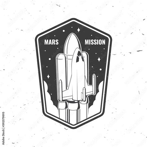 Mars Mission Logo Badge Patch Vector Concept For Shirt Print