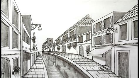 How To Draw Using One Point Perspective Venice Scene