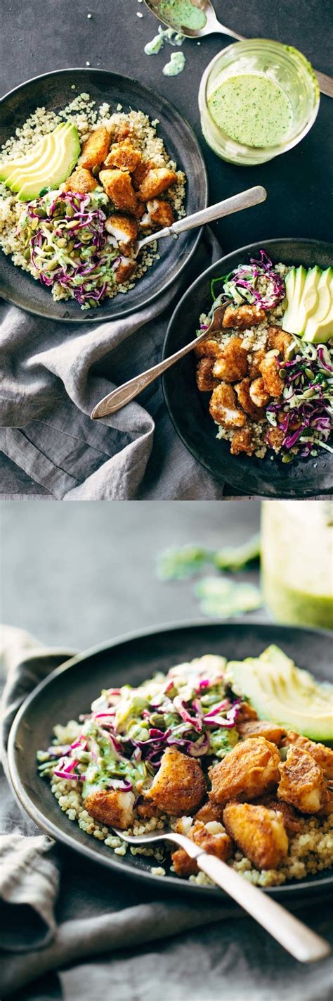 Then top it with some creamy cilantro lime slaw, maybe even a slice or two of velvety smooth avocado. Spicy Fish Taco Bowls with Cilantro Lime Slaw