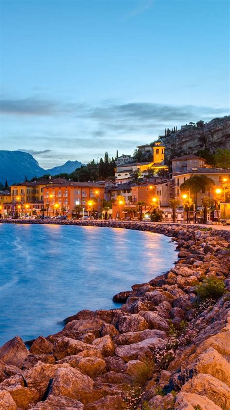 Town Of Torbole At Early Morning Lake Garda Lago Di