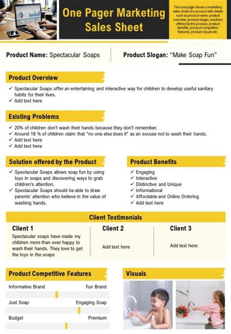 One Pager Marketing Sales Sheet Presentation Report Infographic Ppt Pdf