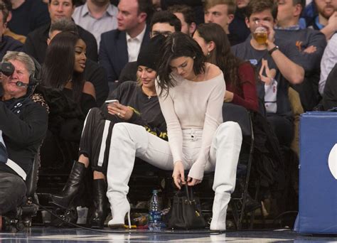 Kendall Jenner Hailey Baldwin And Justine Skye Courtside At The