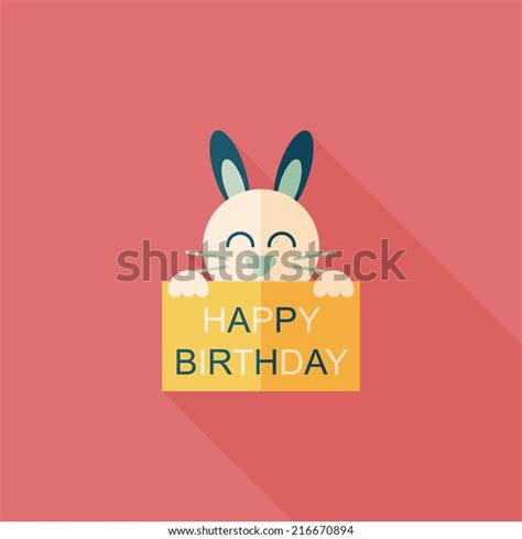 Happy Birthday Rabbit Card Flat Icon Stock Vector Royalty Free