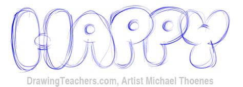Luxe materials · unique styles · independent designs Bubble Letters - HAPPY in Bubble Style Graffiti Letters