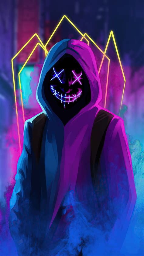 1080x1920 Mask Neon Guy Iphone 76s6 Plus Pixel Xl One