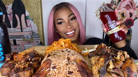 Jamaican Oxtails Stew Jerk Chicken Rice And Peas Mukbang Youtube