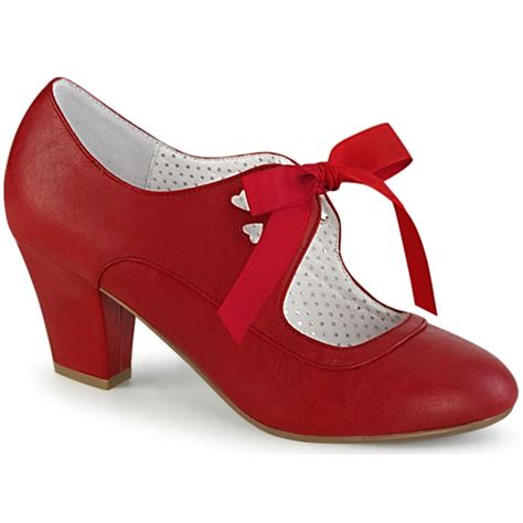 Wiggle Vintage Style Mary Jane Shoe In Red 25 Inch Heel Retro Pump