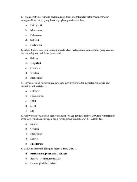 Soal Siklus Menstruasi Pdf