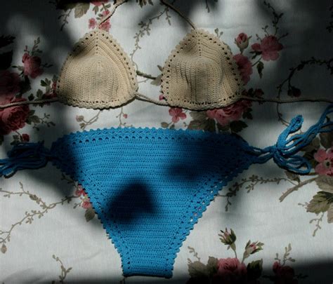 Bikini Set Crochet Bikini Turquoise Bikini Cream Bikini Etsy