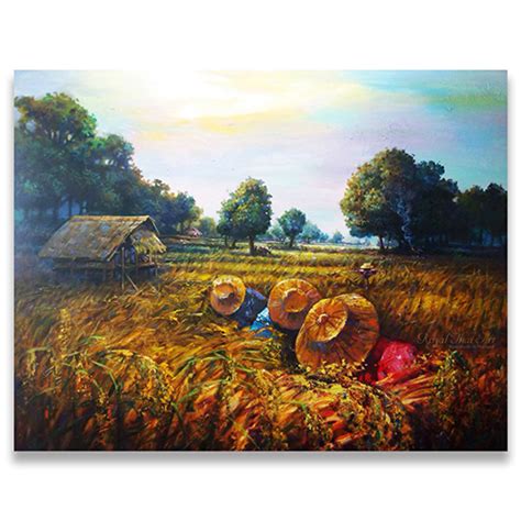 Rice Field Harvest Painting
