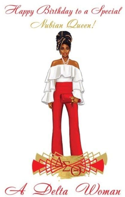 Delta Sigma Theta Birthday Card Delta Nubian Queen Birthday Delta