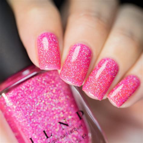 Misbehaving Vivid Neon Pink Holographic Sheer Jelly Nail Polish By Ilnp