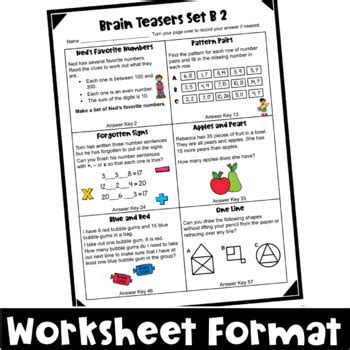 math task cards math problems  math brain teasers