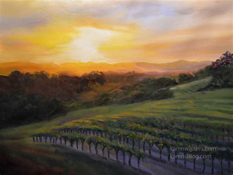Paso Robles Vineyard Sunset Oil Painting California Art Sale Karen