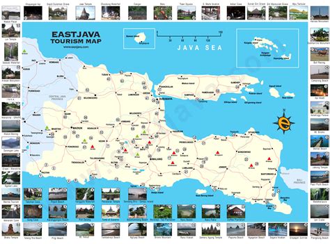 Java & bali travel map fo. Map of East Java - Peta Jawa Timur - East Java Tourism Map