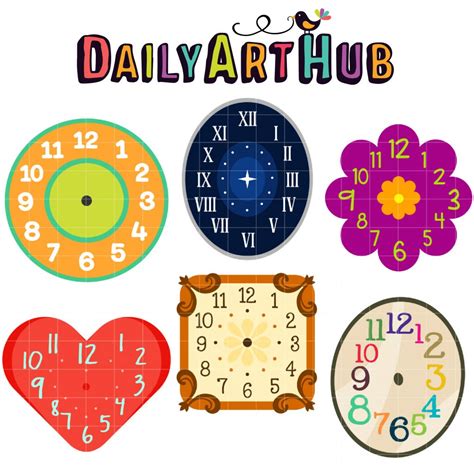 Clock Faces Clip Art Set Daily Art Hub Graphics Alphabets And Svg