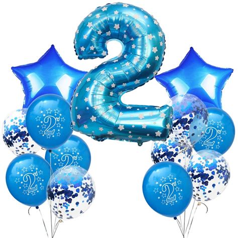 Amawill 10pcs 2nd Birthday Balloons Happy Birthday Number 2 Latex
