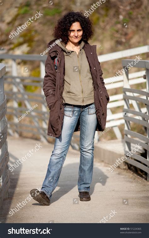 Full Length Portrait Redhead Woman Outdoors Stock Photo 51224365