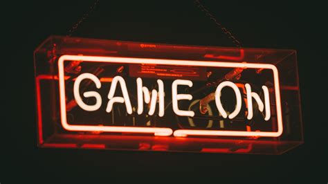 Game On Neon Sign Word Black Background 4k 5k Hd Neon Wallpapers Hd