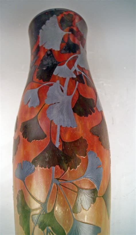 Daum Nancy France Art Nouveau Huge Vase Gingko Leaves Circa 1900 At