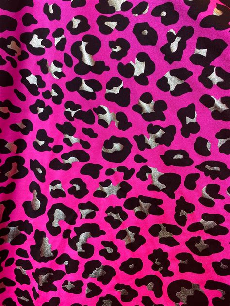 New Cheetah Print On Neon Pink Nylon Spandex Fabric 4 Way Etsy