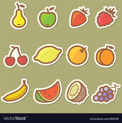 Set With Fruits Royalty Free Vector Image Vectorstock