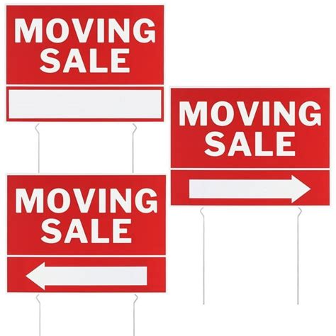 3pcs Moving Sale Signs Moving Sale Road Signs With Metal Stakes