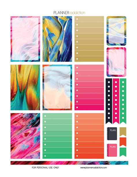 Free Large Happy Planner Printable Planner Stickers Abstract Paint