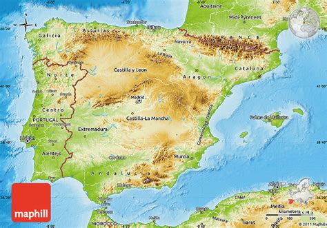 Physical Map Of Spain
