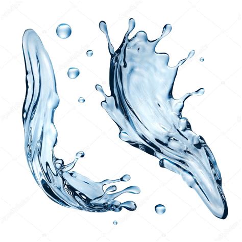 3d Water Splash Illustration Liquid Splashing Isolated On White Stock