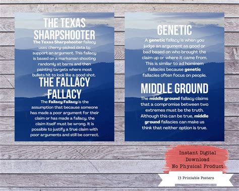 Logical Fallacies Printable Poster Set Fallacies Posters Etsy