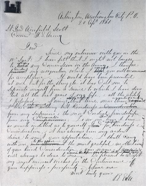 Robert E Lee Resignation Letter General Robert E Lee