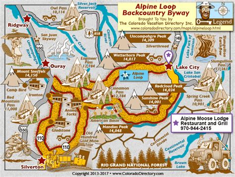 Alpine Loop Backcountry Scenic Byway Map Colorado Vacation Directory