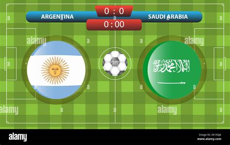 Argentina vs Saudi Arabia scoreboard template for soccer competition 