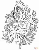 Coloring Gypsy Dancing Woman Carmen Drawing Printable Supercoloring Books sketch template