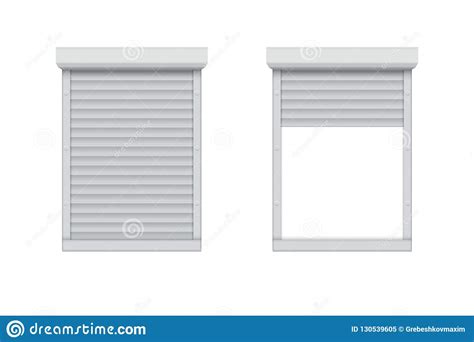 Closed And Opened Roller Shutters Window Stock Illustration