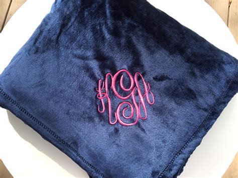 Monogrammed Throw Blanket Personalized Plush Textured Etsy Monogram
