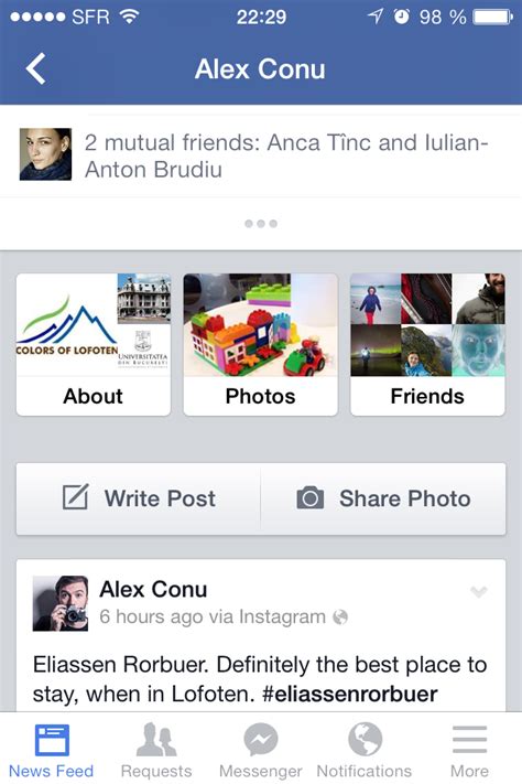Fors New Design For Facebook User Profiles On Ios