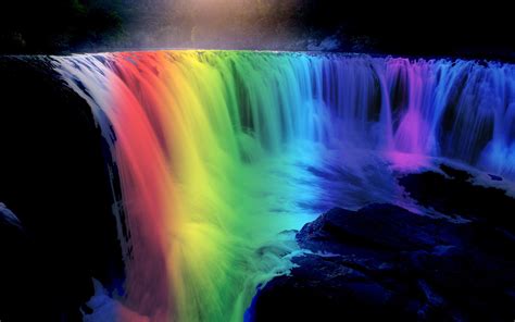 Nature Full Screen Waterfall Rainbow Beautiful Wallpaper
