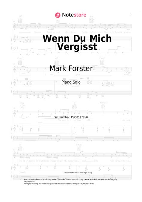 Mark Forster Kontra K Wenn Du Mich Vergisst Sheet Music For Piano
