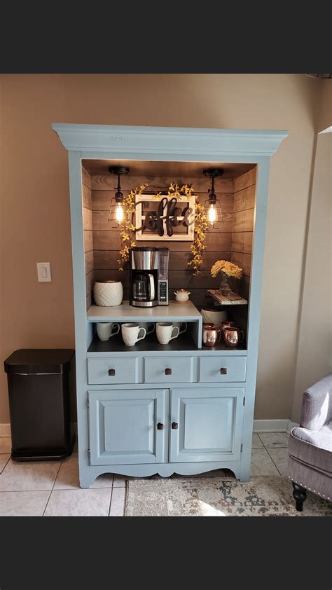 Building your own diy kitchen cabinets is quite a project. Farmhouse coffee bar in 2020 | Cabinet, Coffee bar, Painted furniture cabinets