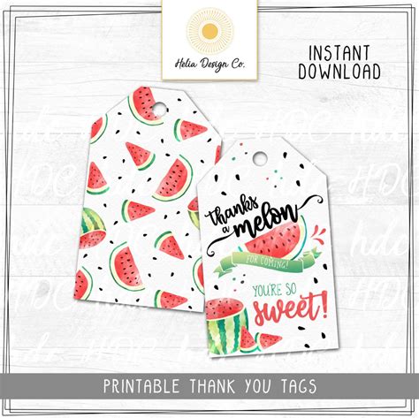 Watermelon Party Favor Tags Thank You Tag Party Favor Etsy