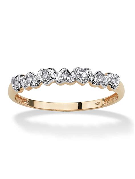 PalmBeach Jewelry Diamond Accent Multi Heart Promise Band Ring In Solid